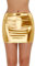 FEESHOW Damen Metallischer Rock Kurz Wetlook Minirock Bodycon Glanz Lack Leder-Optik Party Rock Gogo Rave Clubwear Gold Einheitsgröße