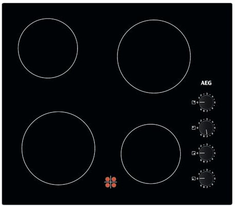 AEG HK614000CB - Placa de cerámica de cuatro zonas (60 cm), color negro