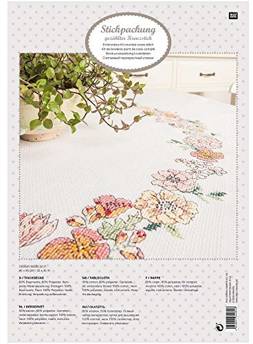 Rico Design Kreuzstich-Set, Tischdecke, Kranz, 90 x 90 cm