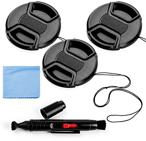 Fotover 43mm Objektivdeckel,3 Stück Universal Snap auf Front Center Pinch Objektivdeckel Set mit Mikrofaser Objektiv Reinigungstuch für Canon Nikon Sony Olympus DSLR Kamera