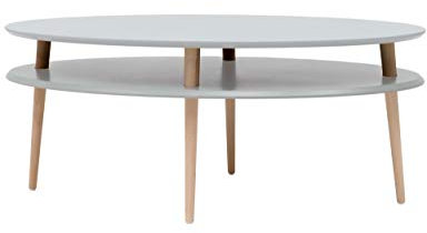 RAGABA OVO High Hellgrau Couchtisch Wohnzimmertisch Kaffeetisch Holztisch Sofatisch Salontisch Oval 110x70x45cm