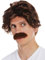 WIG ME UP - 7090-FR33A Perücke Karneval Halloween Herren Schnauzbart 70er Jahre Retro Bulle Polizist Opa Braun Rotbraun