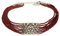 Alpenflüstern Trachten-Perlen-Kropfkette Edelweiß-Ornament - elegante Trachtenkette - nostalgischer Damen-Trachtenschmuck, filigrane Dirndlkette (rot) DHK255
