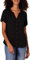 Amazon Essentials Women's Relaxed-Fit Short-Sleeved Woven Blouse, Black, XL