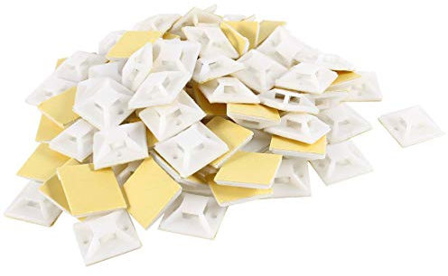 N/A Plastic Adhesive Cable Zip Tie Mount Base 25mmx25mm Replacement Parts Self Adhesive Base 100 Pcs White