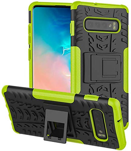 Verco Schutzhülle für Samsung Galaxy S10 Plus Hülle, Armor Outdoor Handyhülle für Galaxy S10+ Case Panzer Hardcase [Cover geeignet für Baustelle], Grün
