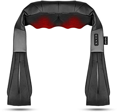VOYOR-HEALTH massaggiatore schiena e collo, massaggiatore cervicale elettrico con rullo 4D, Riscaldamento a intensità regolabile portatile per corpo massaggiatore PJ100, Nero