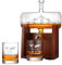 Whisky-Dekanter mit 2 Whiskygläser 320ml, hochwertiges Geschenk-Set für Männer, 1000ml Dekanter bleifrei mit Edelstahlhahn und Holzständer, perfekt für Brandy Wein Cognac Rum Gin Scotch
