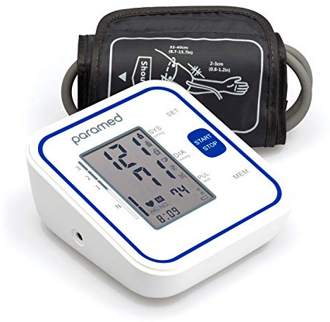 PARAMED Blood Pressure Monitor: Automatic Upper Arm BP Monitor with Cuff 8.7-15.7 - Digital BP Machine & Irregular Heartbeat Detection, 120 Readings Memory - Large LCD - Batteries & Pouch Included