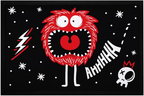 MoonWorks® Fußmatte kleines Monster Halloween Accessoires Deko Eingangsbereich rutschfest & waschbar Schwarz 60x40cm
