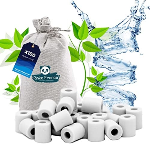 Rinko France |100 perline di ceramica per filtrare l'acqua del rubinetto - anti calcare - elimina il cattivo gotta - ideale per caraffa, caffettiera, bollitore, purificatore naturale acqua rubinetto