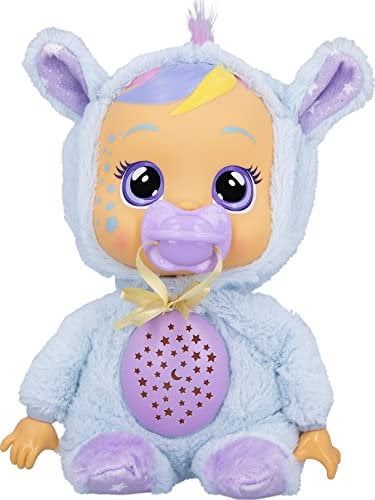 CRY BABIES Goodnight Starry Sky Jenna | Interaktive Baby Puppe für die Schlafenszeit mit LED-Tränen und Sternenlichter-Projektion als Nachtlicht – Spielzeug für Jungen und Mädchen