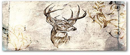Tulup Spritzschutz Glas Küche Küchenrückwand Glassplatte Küche Herd Küchenrückwand aus Echtglas Abdeckplatte - - 125x50 cm - Tiere - Beige - Hirsch