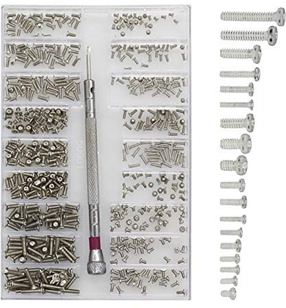 LxwSin M2 M1.4 M1.2 Screws Kit, 500pcs Laptop Notebook Computer Replacement Screws Kit with Screw Pen, Micro Flat Round Countersunk SSD Electronic Repair Screws Assortments for Glasses, Watch, Jewelry