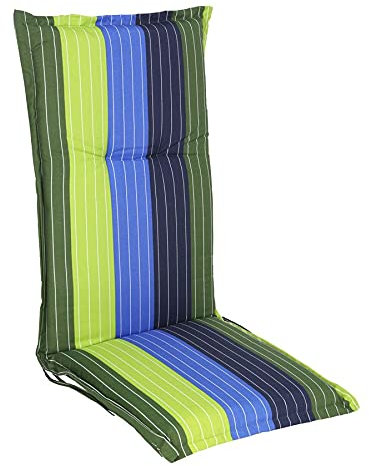Spetebo Pflegeleichtes Polster für Hochlehner - RÜGEN - Gartenstuhl Auflage mit Haltegurt - Sitzkissen Stuhlauflage (Modell 15)