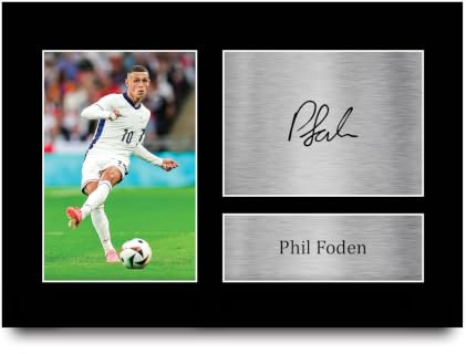 HWC Trading A4 Phil Foden England Geschenke gedruckt signiertes Autogrammbild für Fußballfans und Unterstützer