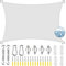ERPENG Rechteck Sonnensegel Schattenspender 5.5x7m 95% UV Schutz wetterfest Balkonverkleidung mit Seilen und Befestigungs Kit Hochwertigem Polyester für Balkon, Schwimmbad, Kleiner Garten, Weiß