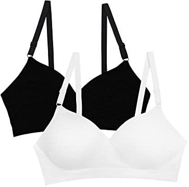 Fruit of the Loom Women's Seamless Wire Free Push-up Bra, Opaque, Black Hue/White 2-Pack, 42B (Pack of 2)