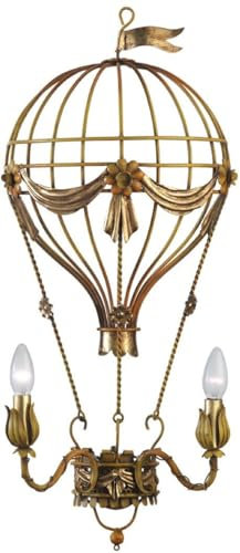 Casa Padrino Luxus Jugendstil Wandleuchte Heißluftballon Rostfarben/Antik Gold 31 x 19 x H. 78 cm - Barock & Jugendstil Wohnzimmer Wandleuchten