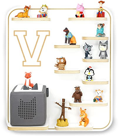 stadtecken Kinder Holz Regal für Musikbox I Buchstabe V I Geeignet für die Toniebox und ca. 36 Tonies I Geschenk I Spielen I Sammeln I zum Aufhängen (Buchstabe V)
