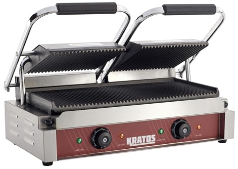 Kratos Commercial Electric Panini Sandwich Grill with Grooved Plates