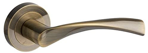Designer Levers - Marvel Lever on Rose Door Handle - Contemporary Design - Antique Brass - 1 Pair - Fixings Included - Interior Use