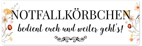 Interluxe Metallschild - Notfallkörbchen - Dekoschild für die Party Notfallkorb JGA Partydeko Hochzeitsschild Gäste Hochzeit