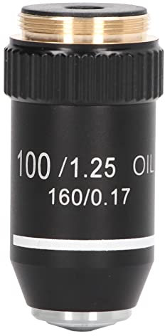 Ottica Lente Obiettivo per Microscopio 100X, Interfaccia Standard DIN 160 20,2 Mm, Lente per Obiettivi Acromatici per Microscopio Biologico, Lente per Obiettivo di Qualità da Laboratorio per Microscop