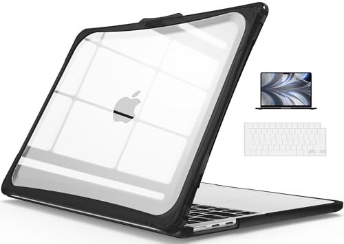 IBENZER Hexpact Kompatibel mit M2 2023 2022 MacBook Air 13 Zoll Hülle A2681, robuste Hülle & Tastaturabdeckung & Displayschutzfolie für M2 Mac Air 13,6 Zoll mit Touch ID, schwarz, HPE-AT13-KK-BK+2