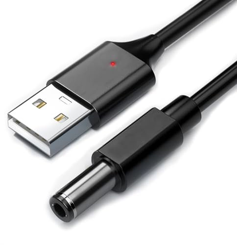 WITRNCPY USB-Stromkabel Typ-A QC-Trigger-Kabel [QC2.0/3.0-kompatibel] DC-Stecker Außendurchmesser 5,5 mm/Innendurchmesser 2,5 （2,1 mm ） (12V mit Kontrollleuchte)