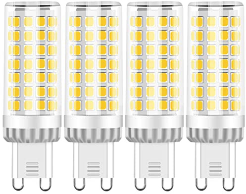 G9 LED Lampe 9W, 750LM, Kaltweiß 6000K, Ersatz 50W-80W Halogenlampe, G9 Sockel, Kein Flackern, Nicht Dimmbar, 4er Pack für Kronleuchter, Deckenleuchten, Wandleuchten, AC 220-240V
