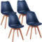 WeHome - Set 4 Sedie Candice, Sedie Sala Da Pranzo O Ufficio, Sedia Ergonomica, Seduta Imbottita Con Cuscino In Similpelle, Sedie Camera, Piedi In Legno Di Faggio, Arredamento Casa (Dark Blue)