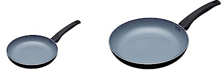 Bundle aus MasterClass Eco Induktionsbratpfanne mit gesünderer keramisch-chemischer Antihaftbeschichtung, Aluminium/Eisen, schwarz/blau, 24 cm + 30 cm