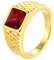 HIJONES Herren Edelstahl Rot Stein Ring Quadratisch Edelstein Pinky Finger Ringe mit Kristall Statement Schmuck Gold Größe 54