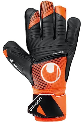 uhlsport Soft Resist+ Fußball Torwarthandschuhe - Handschuhe für Torhüter - speziell für Kunstrasen und Hartböden, 8, fluo orange/schwarz/weiß