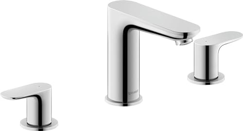 Duravit Wave Waschtischarmatur (Auslauf Höhe 108 mm), 3-Loch Wasserhahn Bad, Armatur Waschbecken, Chrom
