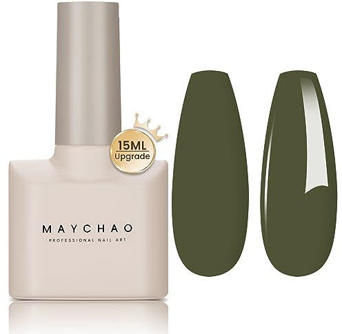 MAYCHAO 15ML Gel Nail Polish, Camouflage Green Gel Nail Polish, Soak Off UV LED Gel Polish Nail Art Starter Manicure Salon DIY at Home, 0.5 OZ