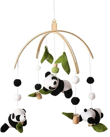 TROYSINC Bettglocke, Panda Mobile Baby Windspiele, Neugeborenen Bettglocke mit Filzbällen, Panda Bettglocke, Krippe Mobile,für Jungen und Mädchen(B)