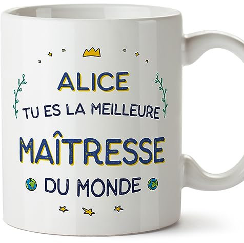 Mugffins Tasses Personnalisables pour MAÎTRESSE femme - En Français - Cadeau Personalisé- Meilleur du Monde - 11 oz / 330 ml