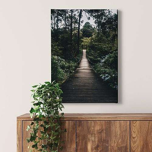 A.S. Création Leinwandbild Dschungel Pfad - Kunstdruck grün - 50x70 cm Hochformat - moderne Wanddekoration Schlafzimmer Wohnzimmer Küche - Bild auf Keilrahmen