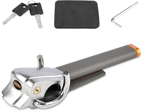 ASENDIWAY Antivol universel pour volant de voiture avec 2 clés Gris