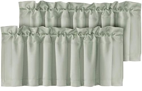 YCDZSW Kurze Fenstervorhänge, Blackout Curtain Valances für Küche Fenster/Bad/Wohnzimmer/Schlafzimmer Privatsphäre dekorative Winow Valance Vorhänge, 52 W x 18 L (Grau Blau,52'' x 18'' 2 Stück)