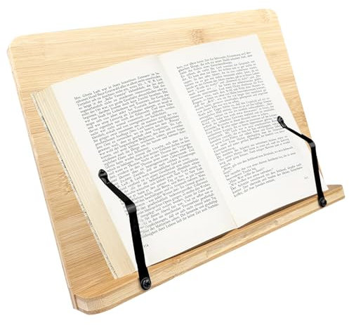 Lectorias support livre, porte livre Pliable, repose livre en Bambou, Réglable porte-livre, lutrin de lecture, pupitre de lecture, chevalet livre, lutrin pour Recette, Partitions, Livres et tablette