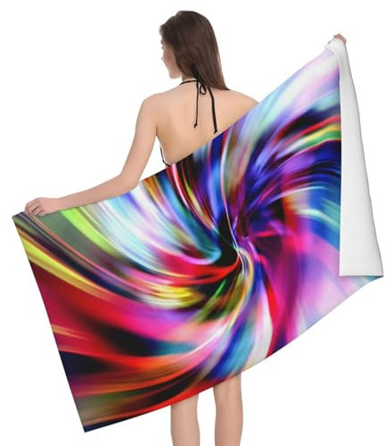 LAMAME Buntes Batik-Badetuch, leichtes Strandtuch, tragbares Mikrofaser-Badetuch