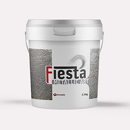 DECOMIN FIESTA - Pintura decorativa para paredes interiores, color plateado natural, efecto metálico, 2,5 kg, base plateada, acabado personalizable