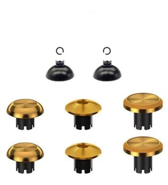 Hzxkqmil Baguettes de Pouce en Métal pour PS5 PS4 Manette, 6 en 1 Joystick Stick Analogique Poucettes de Rechange Interchangeable pour Manette PS5/PS4, Or
