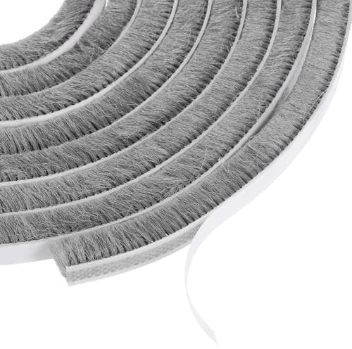 PATIKIL Pile Weather Stripping, Self Adhesive Weatherstripping Brush Fuzzy Door Weather Seal Strip Insulation for Window Door Frame, Gray (66ft Lx3/8Wx3/8H)