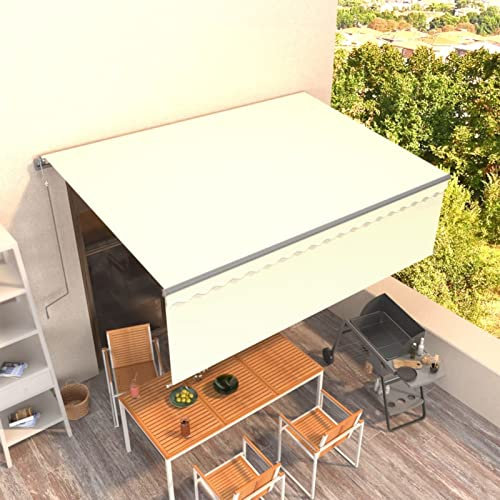 Festnight Toldo Motorizado 4 x 3 m-Type 2 con Persiana, Toldo Eléctrico y Manual Retráctil,Toldo Articulado Eléctrico con Mando a Distancia, para Terraza, Jardín Crema