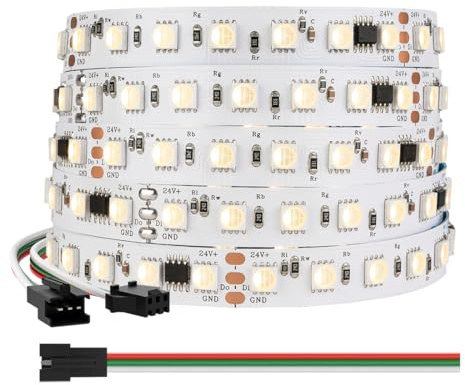 BTF-LIGHTING WS2814 RGBW 4in1 IC Adressierbarer LED-Streifen 5050SMD RGB+Warmweiß 4in1 5M 84LEDs/m DC24V Weiß PCB IP30 Nicht Wasserdicht Traumfarbe für Innen Dekoration DIY-Projekt (nur Streifen)