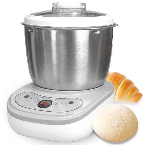 Mélangeur de pâte électrique de grande capacité de 7 litres avec fonction fermentation, pour cuire la pâte à pain et la pâte à pizza, en acier inoxydable 304, ajouter de l'eau / des épices avec